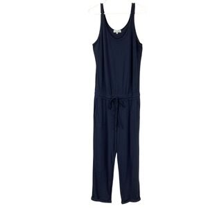 Michael Stars Navy Blue Tank Style Jumpsuit Wide Leg Drawstring Waist Medium